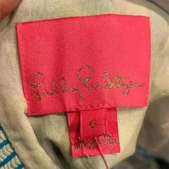 Lilly Pulitzer Women's Blue Check Sarafina Short Sleeve Blouse Size 6 - Picture 9 of 9